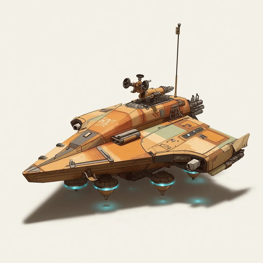 Concept image of a compact orange desert-raider hover fortress.
